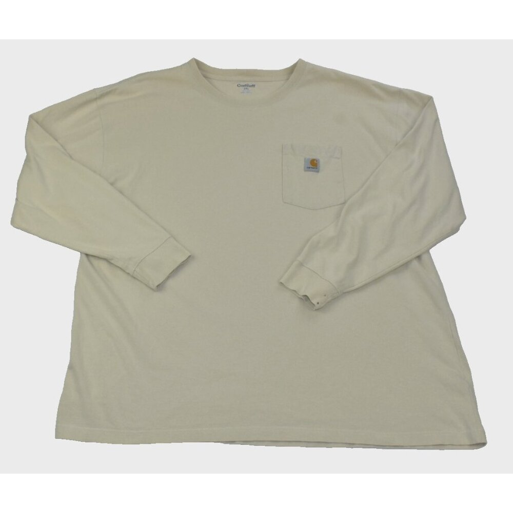 Carhartt K125 Men's Shirt Size XXL Beige Heavyweight Work Long Sleeve  -Flaws-